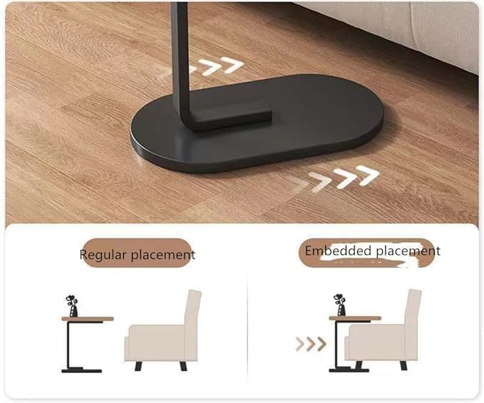 Modern C-Shaped End Table – Space-Saving Small Coffee Table for Living Room, Bedroom, Apartment – Sturdy Iron Frame, Wood Top – Black, Wood Grain, Brown Finishes image 5