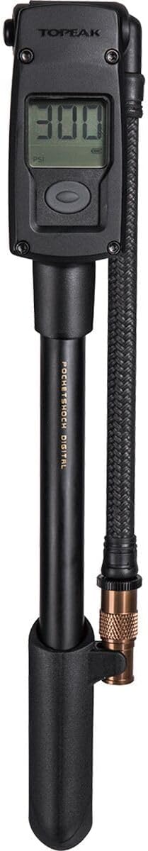 Topeak PocketShock Digital Shock Pump with 300 PSI Digital Gauge, Pressure-Rite Connector, and Air Release Button