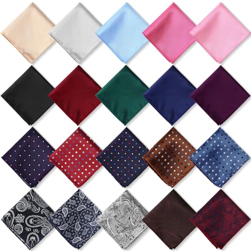 Image of JaGely Pocket Squares for Men Assorted Colors Silk Squares Handkerchiefs 9.06 inch x 9.06 inch Handkerchiefs for Men Wedding