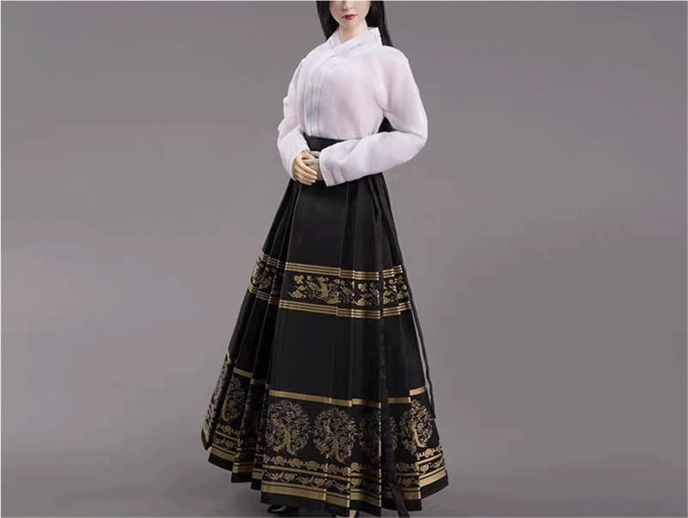 Robe de poupée 1/6 blanche et noire ensemble avec jupe longue 30cm