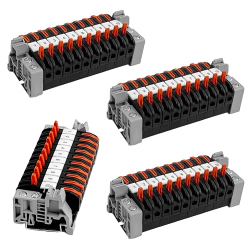 Gokoti Paquet de 40 Bornes sur Rail DIN, Bornes sur Rail DIN -211 0,08-4 Mm², Kit de Bornier Noir, Bloc de Connexion Électrique Facile à Installer
