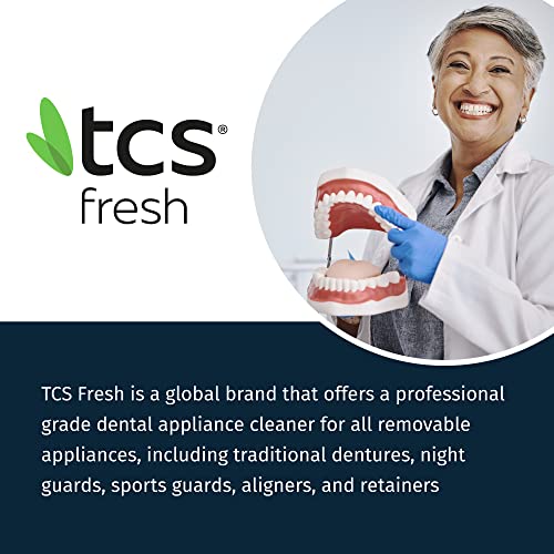 TCS Limpador de aparelhos dentários Fresh, pó de limpeza concentrado de força profissional de 24 uni