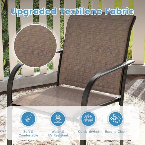 Image of DIFY Patio Dining Chairs Set of 4, Stackable Outdoor Metal Chairs for Garden, Porch and Lawn, Brown