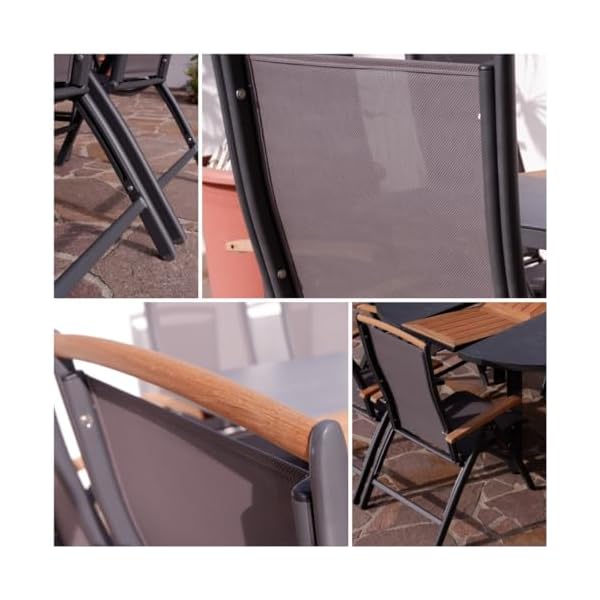 ALEOS Trinidad Gartengarnitur Aluminium Teak Anthrazit
