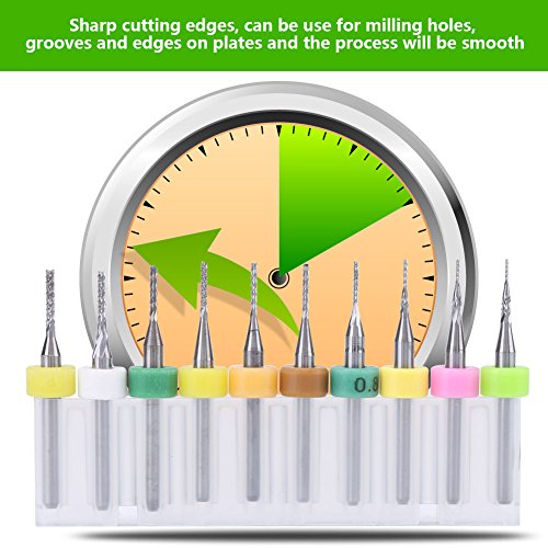 Image of 10pcs 0.5 /0.6 /0.7 /0.8 /0.9 /1.0 /1.1 /1.2 /1.3 /1.4mm Tungsten Carbide PCB End Mill Engraving Bits Cutter 1 /8 inch Shank fraeser CNC Aluminium end Mill Brocas Buriladoras Brocas Buriladoras