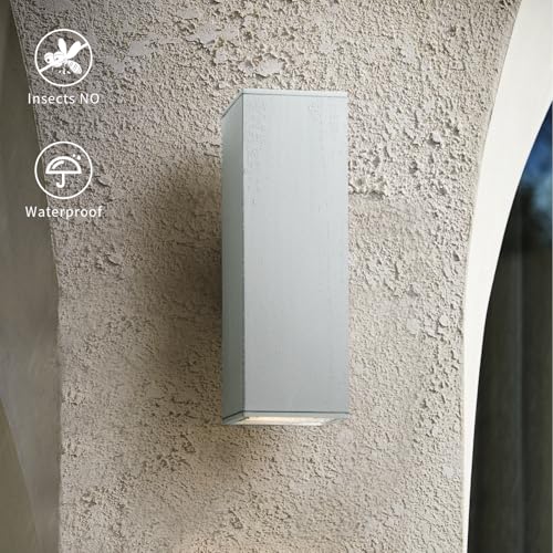 Image of mirrea 18 inch Modern Outdoor Porch Light in 2 Lights, Matte White, 2 Pack
