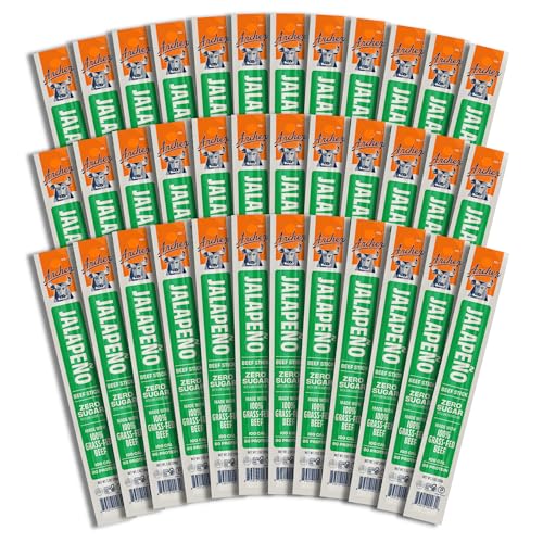 Archer Jerky Beef Jerky Sticks Jalapeno - Grass Fed Beef Sticks Individually Wrapped, Bulk Snack Packs, Gluten Free, Paleo, Keto, Sugar Free - 1 oz (Pack of 36)