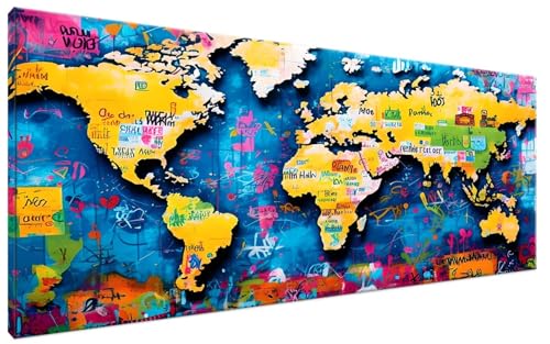 Pintar por Numeros Adultos Mapa Mundo DIY Kit Manualidades Adultos Abstracto Pintar por Numeros p...