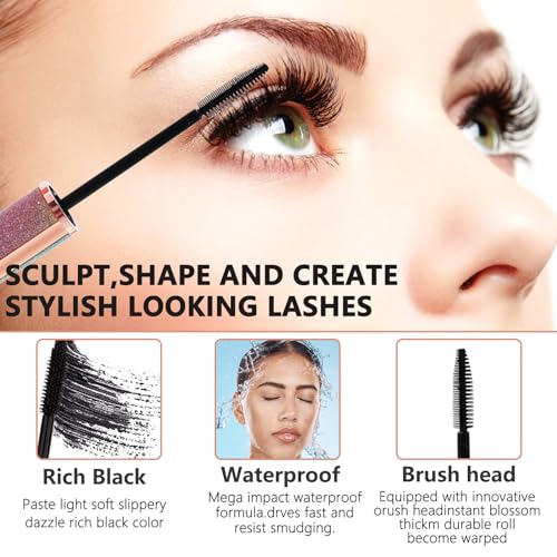 Guegine 2PCS Mascara Waterproof, 4D Silk Fiber Lash Mascara Mascara Waterproof Lasts All Day No Clumping Waterproof Sweatproof and Smudge-Proof Long-Lasting Make Eyelashes Longer and Thicker - Image 5