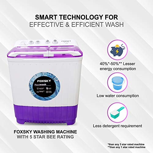 Image of Foxsky 6.8 kg Semi-Automatic Top Loading Washing Machine (FOXSKY AQUA WASH 6.8 KG, PURPLE)