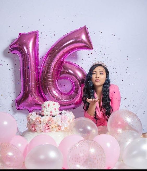 Image of 6 Balloon Numbers Birthday Decorations, 40In Rose Purple Balloons for Party | Eye-catching Appearance, Perfect Decorative Centerpieces, Convenient Self-sealing Structure, Widely for Various Occasions