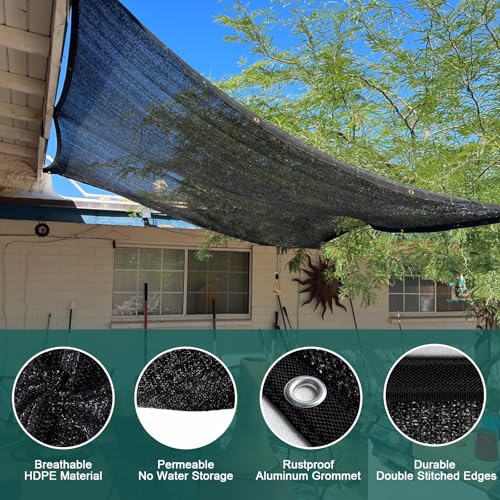 Toldo de sombra LOVE STORY con 90% de ocultación y malla transpirable negra de 10x12 pies 3