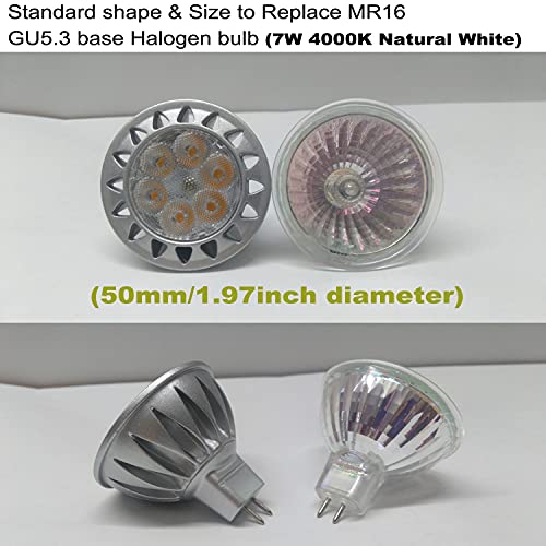 Alide Mr16 7W 4000K Natural White Led Bulbs,50W-75W Halogen Equivalent,12V Low Voltage Mr16 Gu5.3 Bulb Spotlight For Outdoor Landscape Flood Track Lighting 560Lm,38 Deg,6 Pack(Not Dimmable) #TOP3
