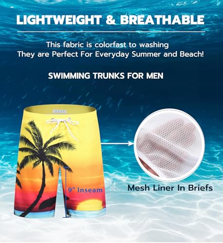 Image of APTRO Men's Long Swim Trunks with Mesh Lining Beach Bathing Suits Board Shorts Swimwear with Pockets and No Mesh