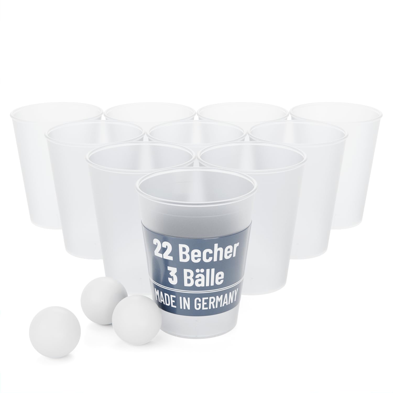 SoPro 22er Set Party Becher Plastik spühlmaschinenfest inkl. 3 Bälle | Made in Germany Hartplastik Mehrweg Partybecher wiederverwendbar 0,5 Liter - Party Becher Plastik, Plastikbecher Set