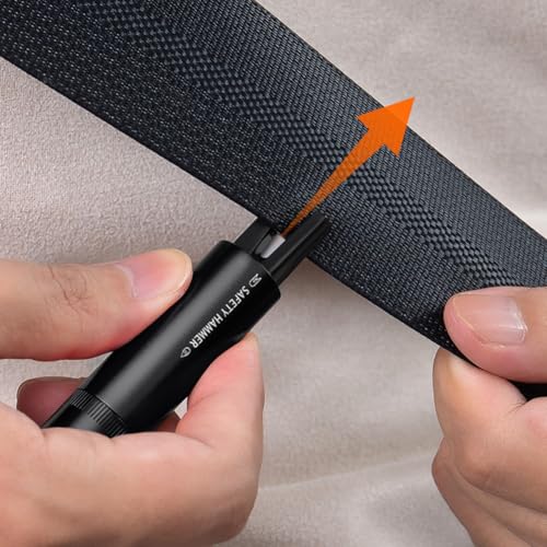 Image of Hodaqe Car Safety Hammer with Window Breaker and Seat Belt Cutter | Compact aluminium alloy emergency escape tool combines a glass breaker point and a concealed stainless steel belt cutter.