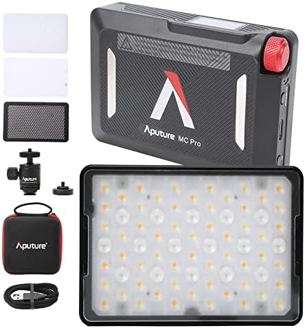 Aputure MC PRO,RGBWW 5W LED On Camera Light 2,000-10,000k CRI 96+ TLCI 96+ CQS 95+,Magnet Adsorption Function,App Control Upgrade Version of Aputure MC