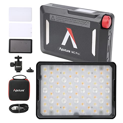 Aputure Mc Pro,Rgbww 5W Led On Camera Light 2,000-10,000K Cri 96+ Tlci 96+ Cqs 95+,Magnet Adsorption Function,App Control Upgrade Version Of Aputure Mc #TOP3