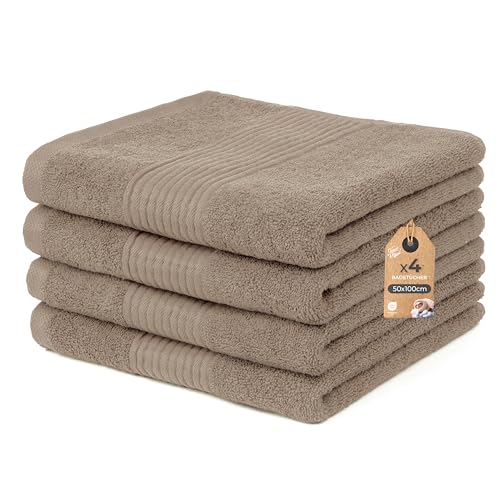 Cloud Pillow Handtücher Set 50x100 cm – 4er Pack Handtuch 100{9889c08712dc1e6f340b0513e7d54c0e72f3ca8f822396ad883f15068fa39d77} Baumwolle – 500 g/m2 - Frottee Weich, Saugstark und Langlebig – Oeko-TEX – für Bad & Gäste - Braun Cloud Pillow Handtücher Set 50x100 cm – 4er Pack Handtuch 100{9889c08712dc1e6f340b0513e7d54c0e72f3ca8f822396ad883f15068fa39d77} Baumwolle – 500 g/m2 - Frottee Weich, Saugstark und Langlebig – Oeko-TEX – für Bad & Gäste - Braun