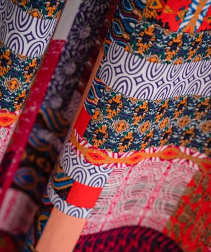 Rideau de motif patchwork bohème multicolore idéal pour le salon - 5