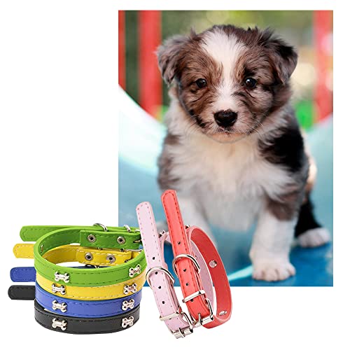Puppy Id Collars, Soft Leather Dog Collar ,14 Colors Pu Leather Adjustable Dog Cat Collars For Dog Small Large Cat Collars Newborn Puppies Kitten (Xs(0.47"*12.9"), Bone - 14 Colors) #TOP5