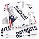 NFL Bed Sheets Officially Licensed Luxurious Soft Fitted, Flat and Pillowcase Football Sport Bedding Set Team Print, New England Patriots, Queen