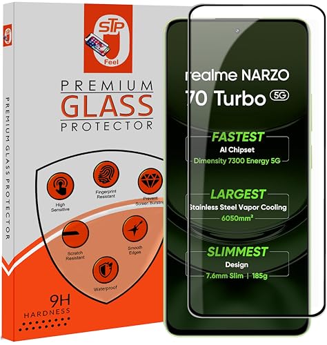 Image of Premium HD+ Tempered Glass Screen Protector Guard Compatible For Realme Narzo 70 Turbo 5G (6.67 Inch, Pack of 1) | Edge to Edge Coverage With Easy to installation kit