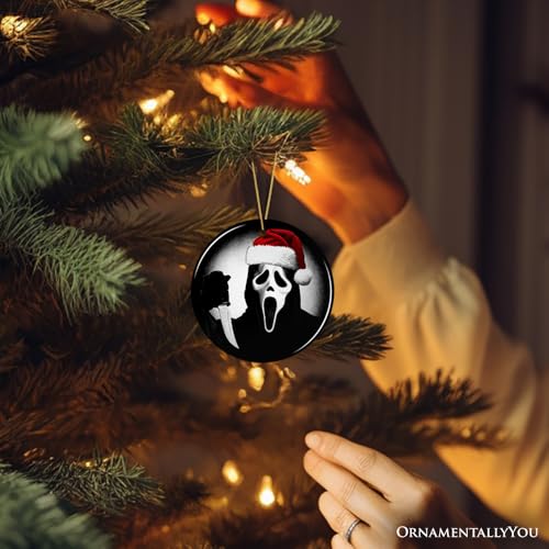 Bone-Chilling-Scarface-Mask-with-Santa-Hat-Ornament-Nightmarish-for-Halloween-Tree Bone Chilling Scarface Mask with Santa Hat Ornament Nightmarish for Halloween Tree