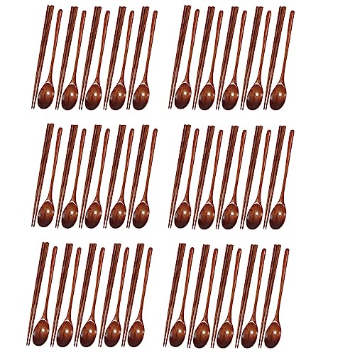 Cucharas de madera para sopa antiadherentes y palillos de teca juego de 6 2