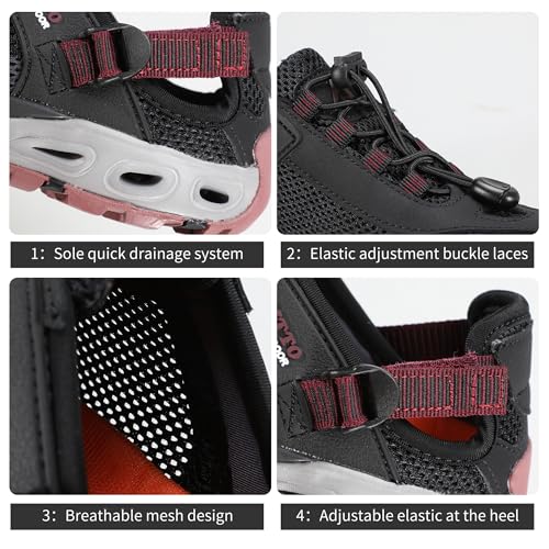 Image of HUMTTO Women's Amphibious Water Shoes - Closed Toe Hiking Sandals Summer Outdoor Water Sandal Non-Slip River Shoes Quick Drying Aqua Shoe