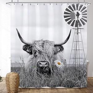 Windmill Highland Cow Funny Bull Shower Curtain Farmhouse Rustic Animal Shower Curtain Set Cattle Western Country Bath Curtain Modern Brown Farm Bathroom Accessories Home Decor 72x72 12 Hooks Windmill Highland Cow Funny Bull Shower Curtain Farmhouse Rustic Animal Shower Curtain Set Cattle Western Country Bath Curtain Modern Brown Farm Bathroom Accessories Home Decor 72×72 12 Hooks
