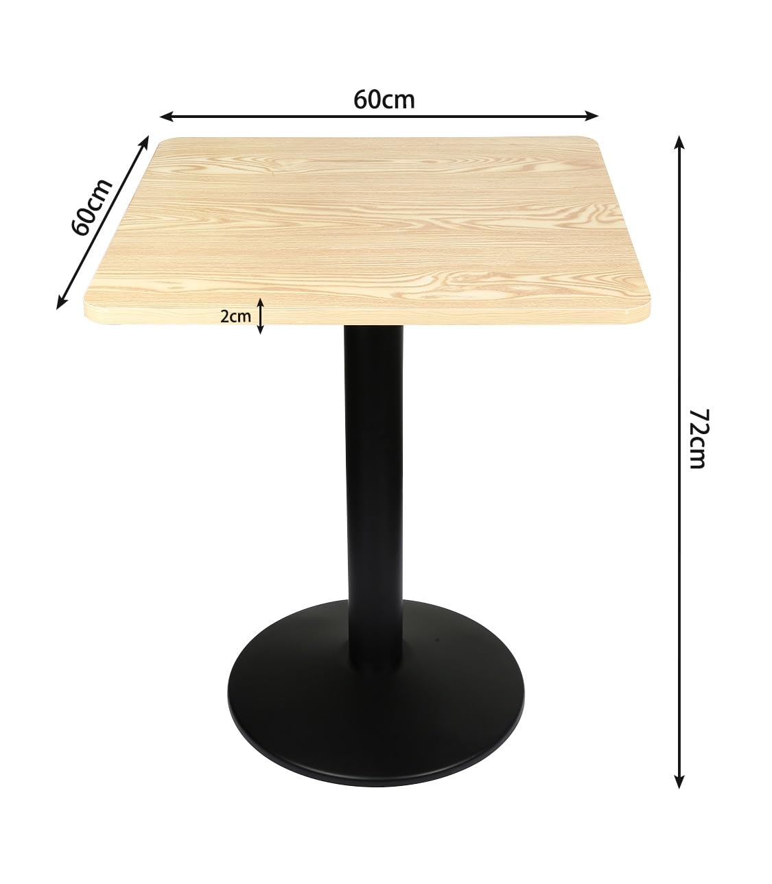 OHMG Bartisch, 60 x 60 x 75 cm, Industrieller Retro-Esstisch, Küchentisch für Bistro rund/eckig, Bistrotische aus Metall und Holz, Industrieller Stil (Eckig - 60 x 60 x 75 cm)