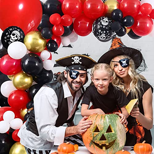 138 Pcs Pirate Birthday Party Decorations, Pirate Theme Balloon Garland Arch Kit With Happy Birthday Backdrop Pirate Ship Shark Balloon For Kids Boys Halloween Birthday Party Supplies #TOP2
