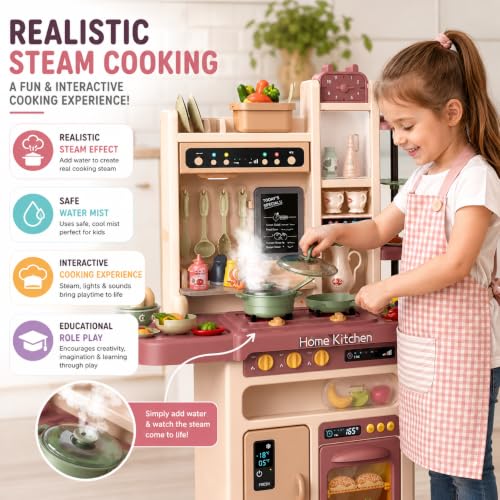 Image of Kids Kitchen Play Set with Lights & Sounds (65 Pcs Kitchen Set)