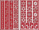 Over 'n' Over Reusable Self-Stick Etching Stencil for Glass (or Stamping) - Bundle of Two Sets - Floral Borders 2 & Flowers