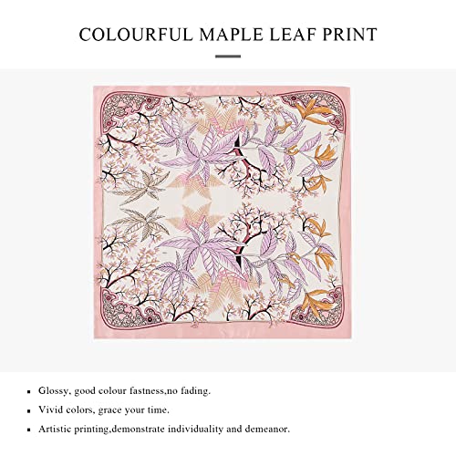 Silk Scarves For Women Artistic Printed Square Scarf Maple Leaf Pattern Satin Silk Neckerchief Headdress Hairband2