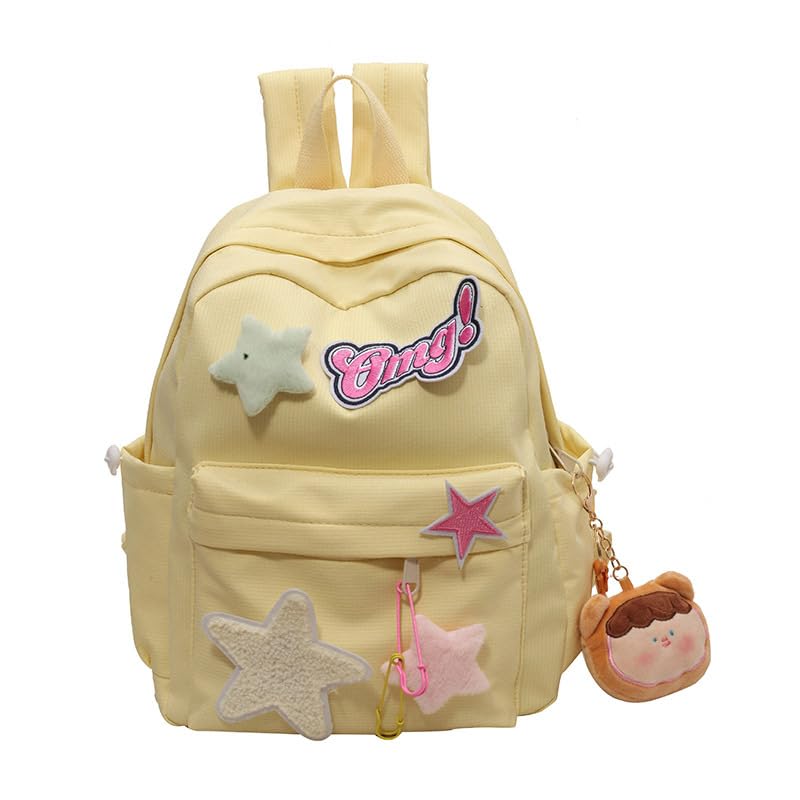 Star Backpack Y2K Backpack Mini Backpack Purse Small Preppy Backpack with Embroidery Patch Y2k Accessories (yellow)