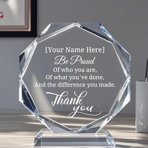 Image of Personalized Crystal Trophy Award - Custom Awards and Trophies for Employees, Coworkers, Boss - Retirement, Farewell, Appreciation, Recognition Gifts - Custom Plaques