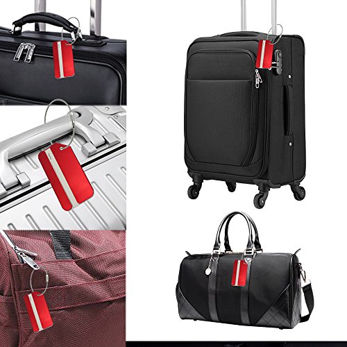 Aluminum Luggage Tags, Luggage Tag Holders For Travel Luggage Baggage Identifier By Ovener (5Pack Red) #TOP5