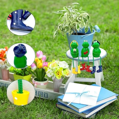 Figura decorativa de rana para jardín en resina miniatura 6