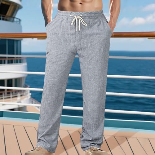 Man Thin Hawaiian Pleated Loose Fit Trousers Pants for Mens Beach Summer Fall Trousers Pants 20252