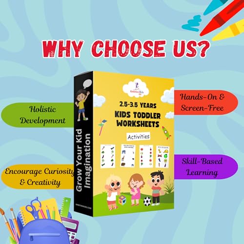 Image of AmbitionKids - Preschool (2.5 - 3.5 yr) Toddler Worksheets - 90 Pages of Fun Activities to Build Early Writing, Math, and Cognitive Skills