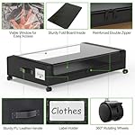 Under Bed Storage with Wheels, 2-Pack Underbed Storage Containers with Clear Lids, Under Bed Shoe Storage Organizer, Rolling Under the Bed Storage Bins for Clothes Shoes Blankets (Black) - Image 4