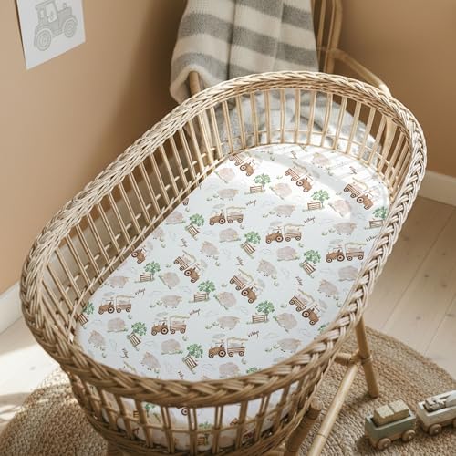 Image of Gllquen Baby Bassinet Sheets 2-Pack for Baby Girl Boy Yellow Farm