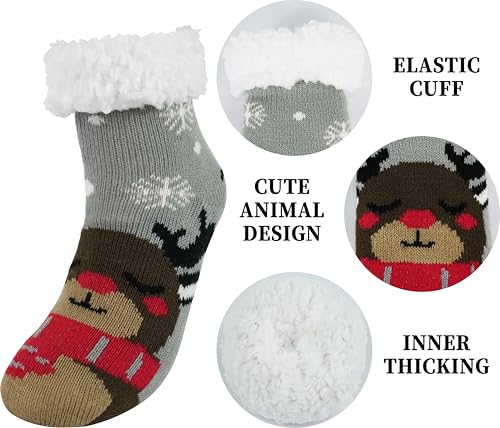 BenSorts Kids Slipper Socks Girls Boys Warm Fuzzy Fleece Christmas Socks Gift Stocking Stuffers3