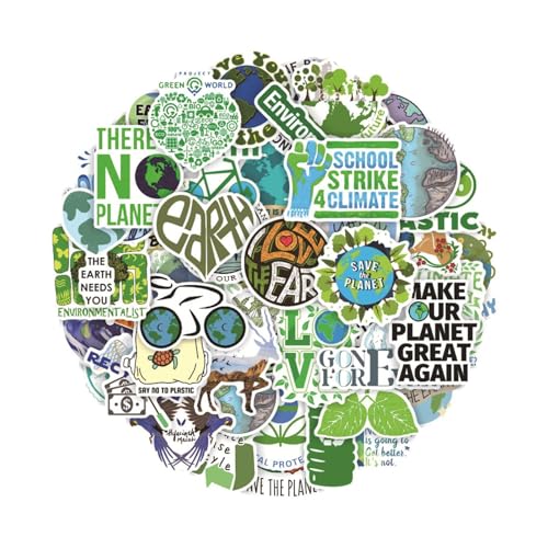 Adesivi ecologici: 50 fogli di adesivi per la Giornata della Terra con motivi di terra, piante e animali, facili da staccare e incollare in diverse occasioni. Mostra la tua preoccupazione per il pianeta usando e decorando il tuo laptop, la bottiglia d'acqua, il taccuino, il tuo album di ritagli e altri oggetti.