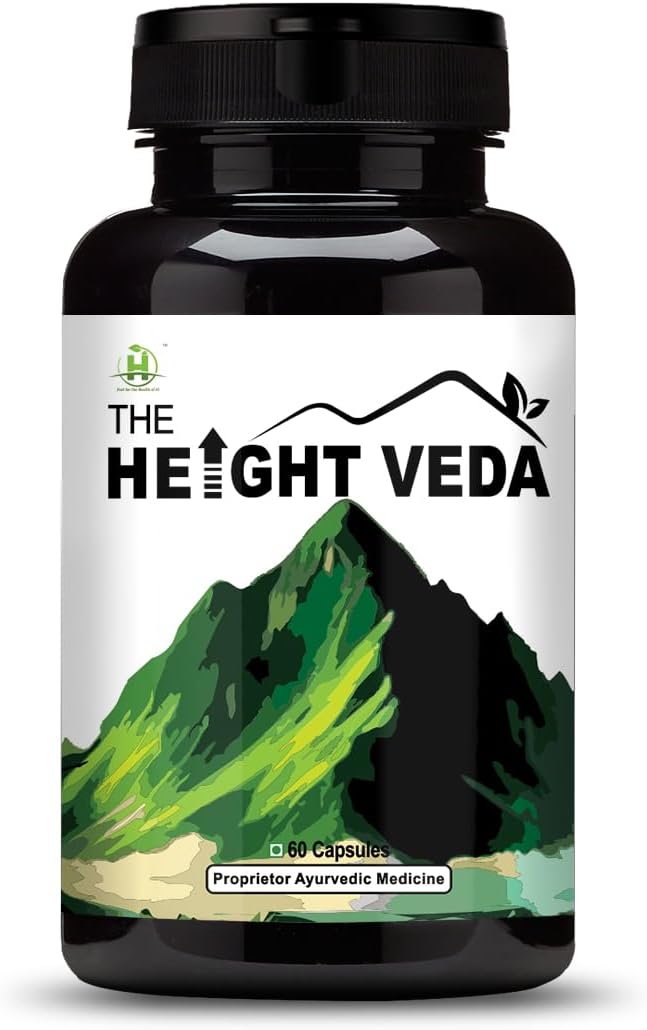 Healthy Nutrition - Just for the Health of it Height Veda Supreme Formula | Double Strength Height Gainer Capsules | Supports Bone Strength, Body Growth & Metabolism for Men and Women (60 Capsules)