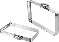 Vista 35 de uxcell 2 abrazaderas de manguera rectangulares de acero inoxidable 304, ajustables de 2 x 2 pulgadas, abrazaderas de tubo de conducto de engranaje