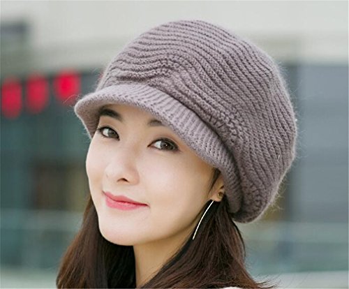 Kafeimali Women Lady Braided Warm Knit Winter Beanie Crochet Hats Newsboy Caps (Dark Gray) #TOP3