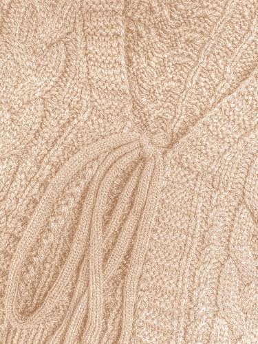 Image of ZAFUL Women's Tie Front Crop Cardigan Sweater V-Neck Lantern Sleeve Open Front Loose Casual Knitwear